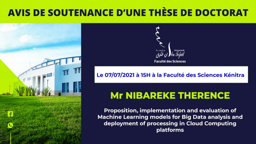 Avis de soutenance d’une thèse de doctorat (Mr NIBAREKE THERENCE)