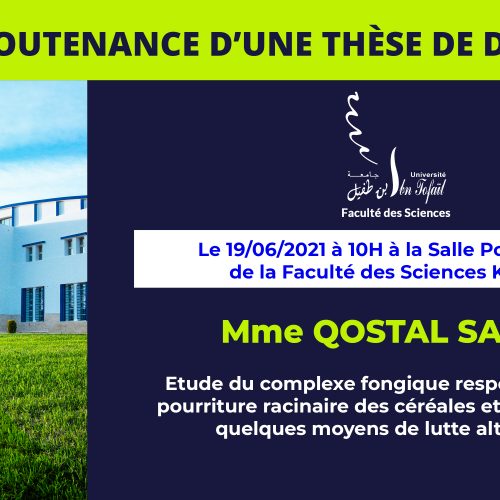 Avis de soutenance d’une thèse de doctorat (Mme QOSTAL SAFAA)