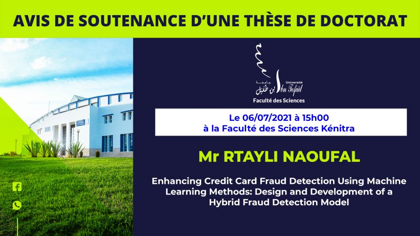 Avis de soutenance d’une thèse de doctorat (Mr RTAYLI NAOUFAL)