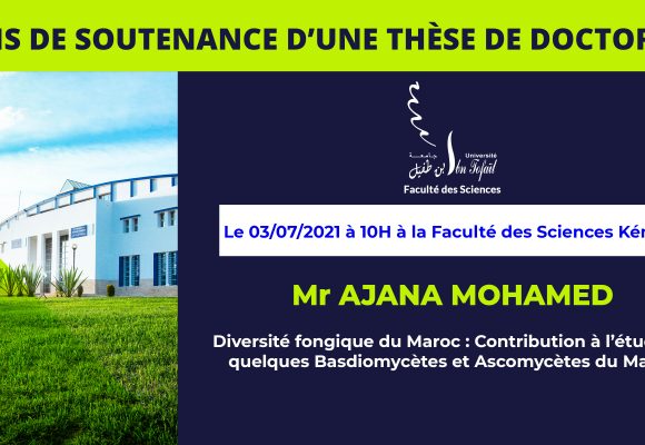 Avis de soutenance d’une thèse de doctorat (Mr AJANA MOHAMED)