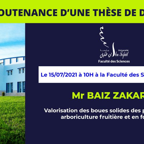 Avis de soutenance d’une thèse de doctorat (Mr BAIZ ZAKARIA)