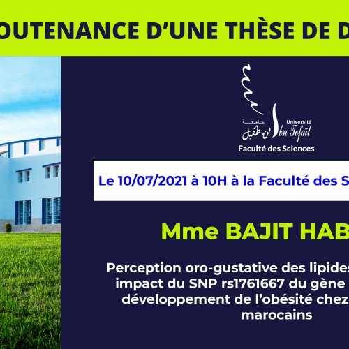 Avis de soutenance d’une thèse de doctorat (Mme BAJIT HABIBA)