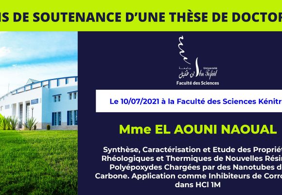 Avis de soutenance d’une thèse de doctorat (Mme EL AOUNI NAOUAL)