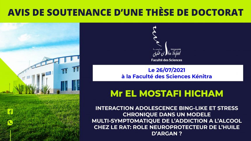 Avis de soutenance d’une thèse de doctorat (EL MOSTAFI HICHAM)