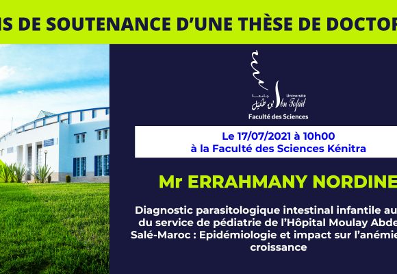 Avis de soutenance d’une thèse de doctorat (Mr MOSTAFI JAOUAD)