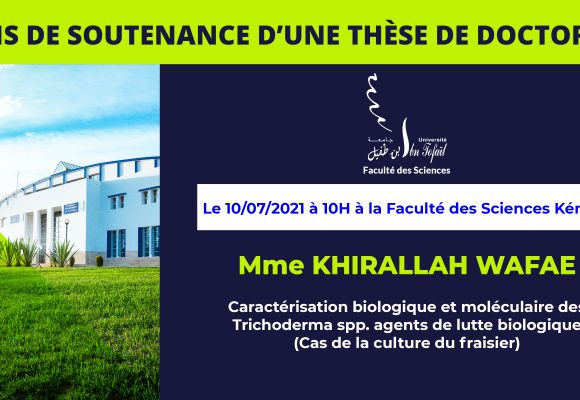 Avis de soutenance d’une thèse de doctorat (Mme KHIRALLAH WAFAE)