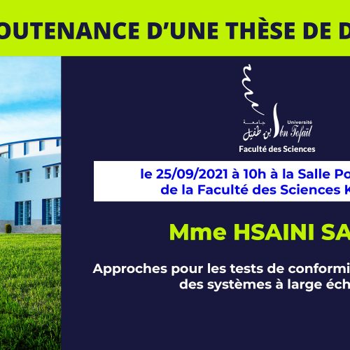 Avis de soutenance d’une thèse de doctorat (Mme HSAINI SARA)