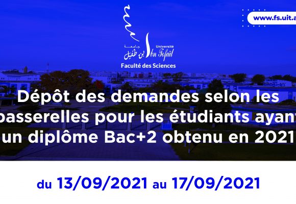 Dépôt des demandes selon les passerelles ayant un diplôme Bac+2 obtenu en 2021/2022