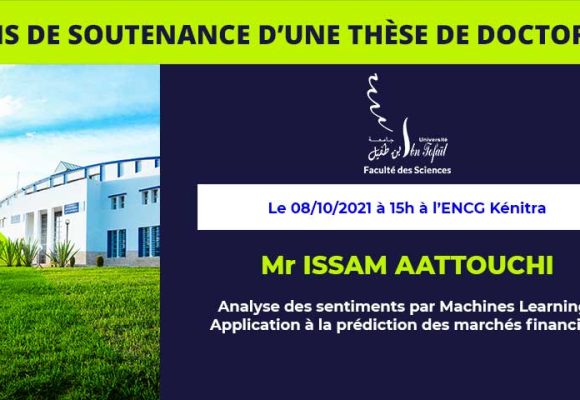 Avis de soutenance d’une thèse de doctorat (Mr ISSAM AATTOUCHI)