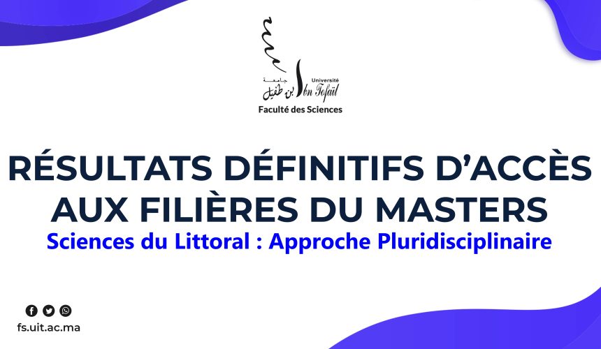 Résultats définitifs d’accès au Master Sciences du Littoral : Approche Pluridisciplinaire