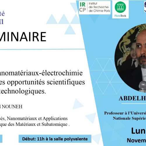 Séminaire «Le couplage Nanomatériaux-Electrochimie vers de Nouvelles Opportinités Scientifiques et Technologiques»