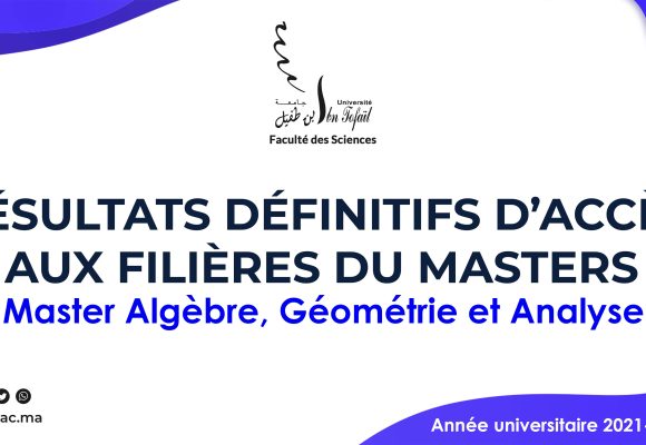 Résultats définitifs d’accès au Master Algèbre, Géométrie et Analyse