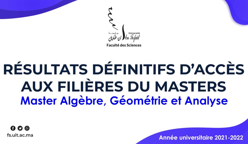 Résultats définitifs d’accès au Master Algèbre, Géométrie et Analyse