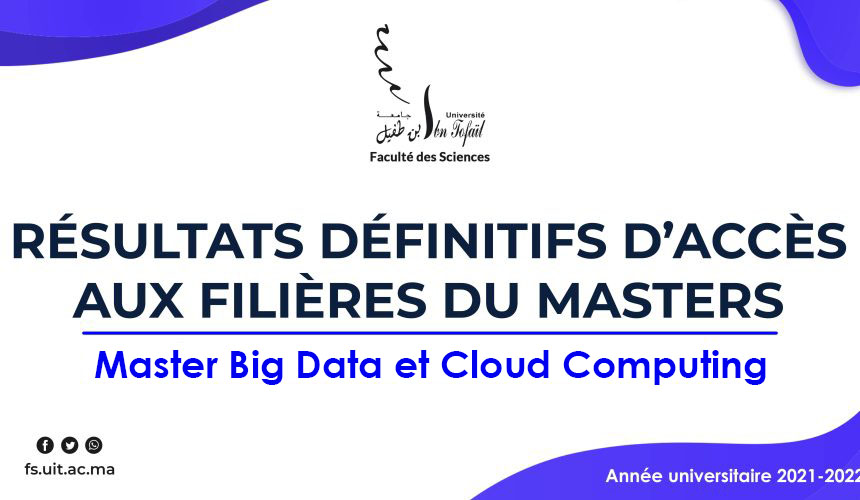Résultats définitifs d’accès au Master Big Data et Cloud Computing