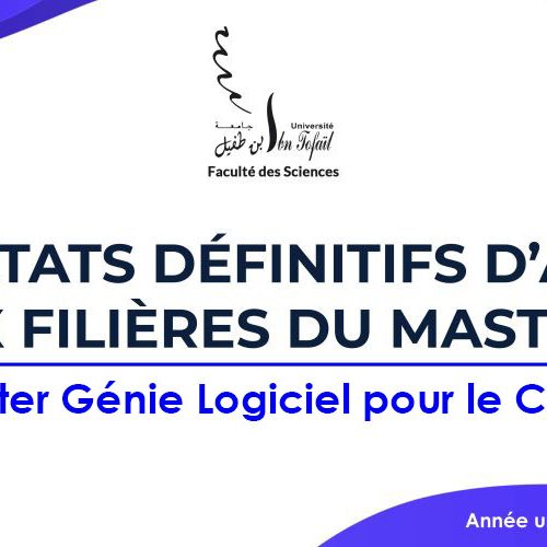Résultats définitifs d’accès au Master Génie Logiciel pour le Cloud