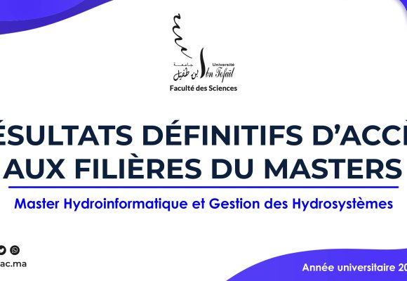 Résultats définitifs d’accès au Master Hydroinformatique et Gestion des Hydrosystèmes
