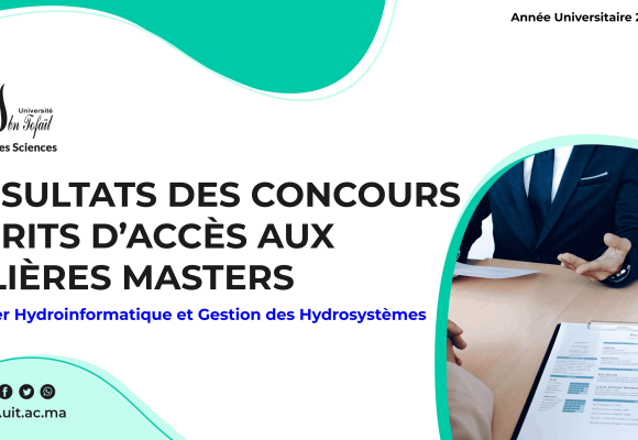 liste des candidats sélectionnés pour passer l’Entretien oral du Master Hydroinformatique et Gestion des Hydrosystèmes