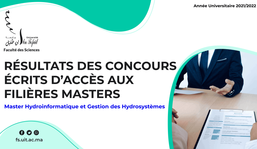 liste des candidats sélectionnés pour passer l’Entretien oral du Master Hydroinformatique et Gestion des Hydrosystèmes