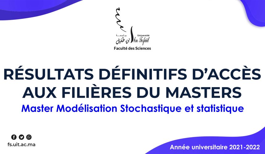 Résultats définitifs d’accès au Master Modélisation Stochastique et statistique
