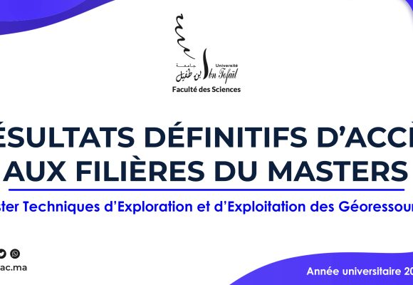 Résultats définitifs d’accès au Master Techniques d’Exploration et d’Exploitation des Géoressources