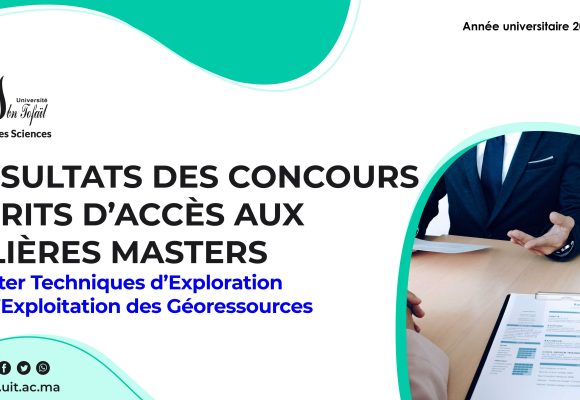 Liste des candidats sélectionnés pour passer l’Entretien oral du Master Techniques d’Exploration et d’Exploitation des Géoressources
