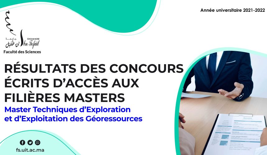 Liste des candidats sélectionnés pour passer l’Entretien oral du Master Techniques d’Exploration et d’Exploitation des Géoressources