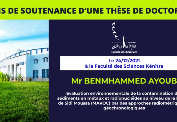 Avis de soutenance d’une thèse de doctorat (Mr BENMHAMMED AYOUB)