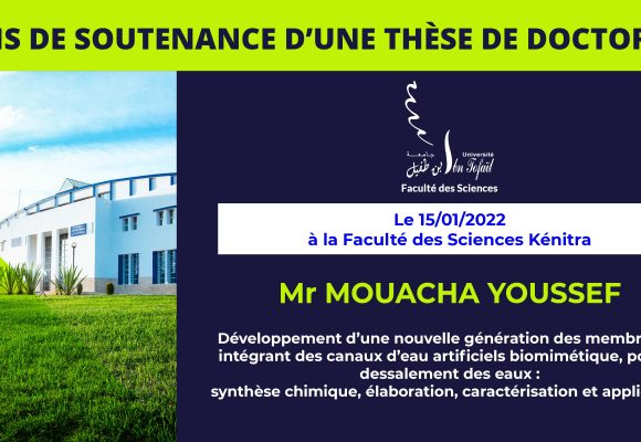 Avis de soutenance d’une thèse de doctorat (Mr MOUACHA YOUSSEF)