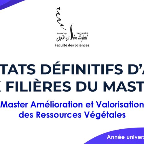 Résultats définitifs d’accès au Master Amélioration et Valorisation des Ressources Végétales