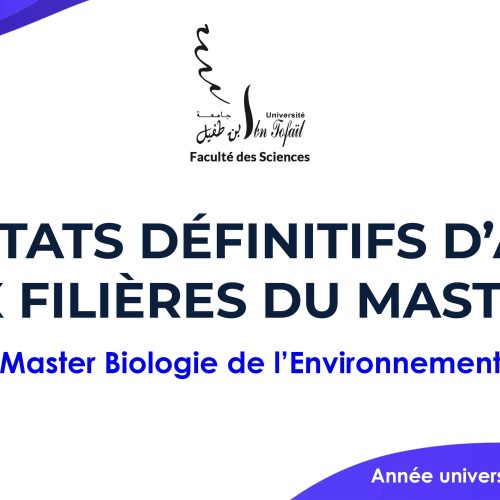 Résultats définitifs d’accès au Master Biologie de l’Environnement