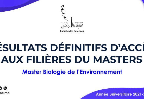 Résultats définitifs d’accès au Master Biologie de l’Environnement