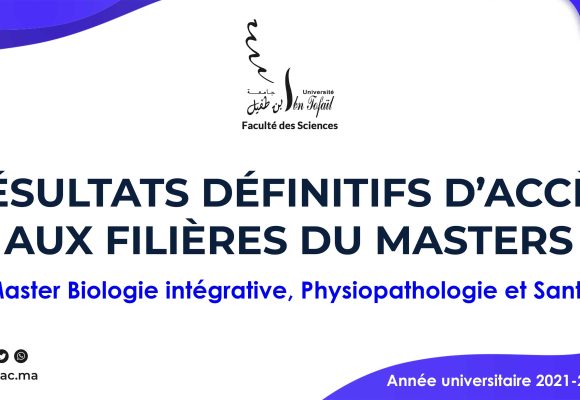 Résultats définitifs d’accès au Master Biologie intégrative, Physiopathologie et Santé