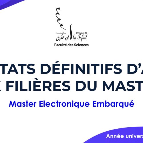 Résultats définitifs d’accès au Master Électronique Embarqué