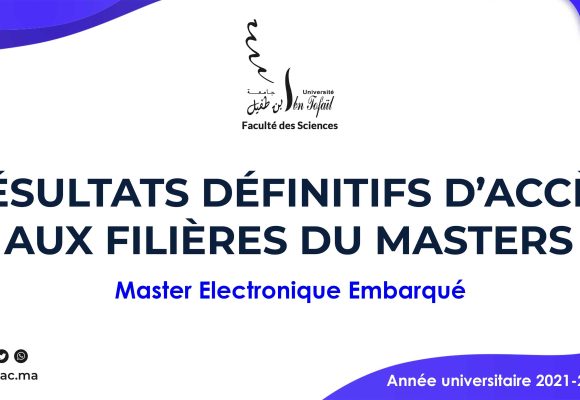 Résultats définitifs d’accès au Master Électronique Embarqué
