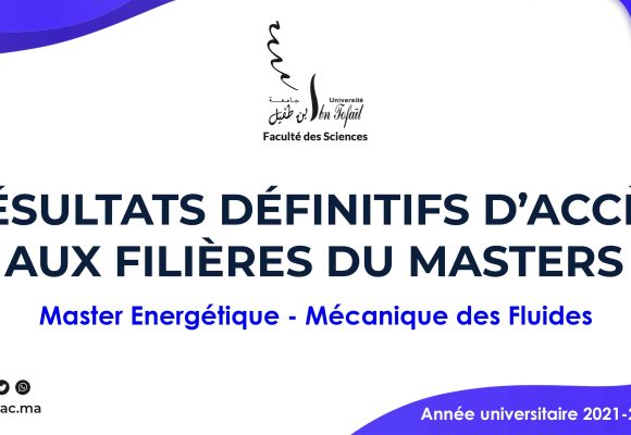 Résultats définitifs d’accès au Master Énergétique – Mécanique des Fluides
