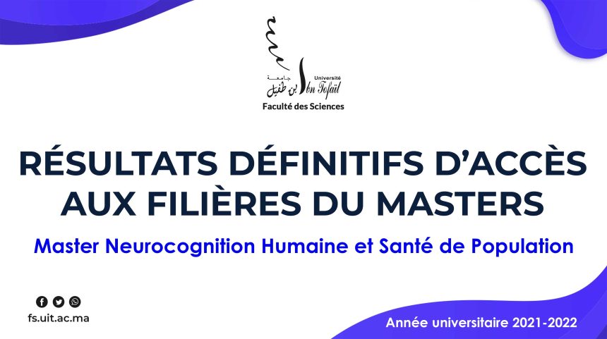 Résultats définitifs d’accès au Master Neurocognition Humaine et Santé de Population