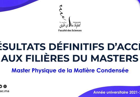 Résultats définitifs d’accès au Master Physique de la Matière Condensée