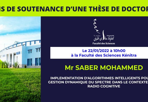 Avis de soutenance d’une thèse de doctorat (Mr SABER MOHAMMED)