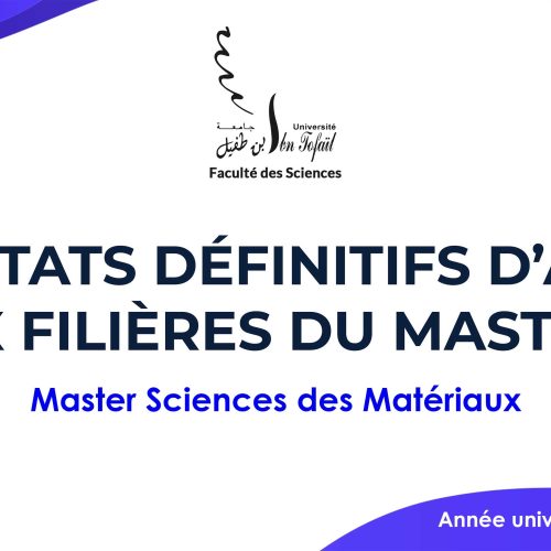 Résultats définitifs d’accès au Master Sciences des Matériaux