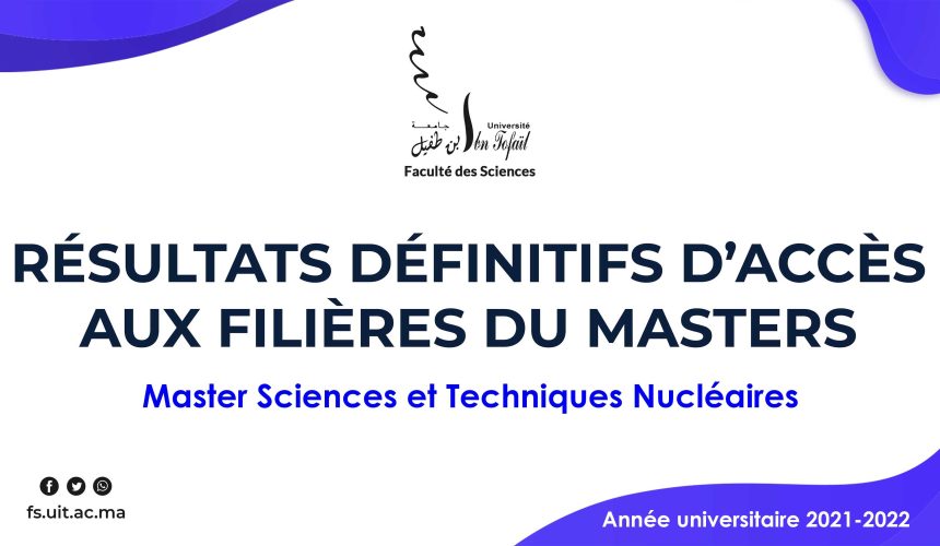 Résultats définitifs d’accès au Master Sciences et Techniques Nucléaires
