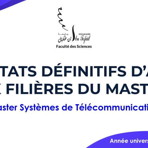 Résultats définitifs d’accès au Master Systèmes de Télécommunication