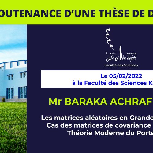 Avis de soutenance d’une thèse de doctorat (Mr BARAKA ACHRAF CHAKIR)