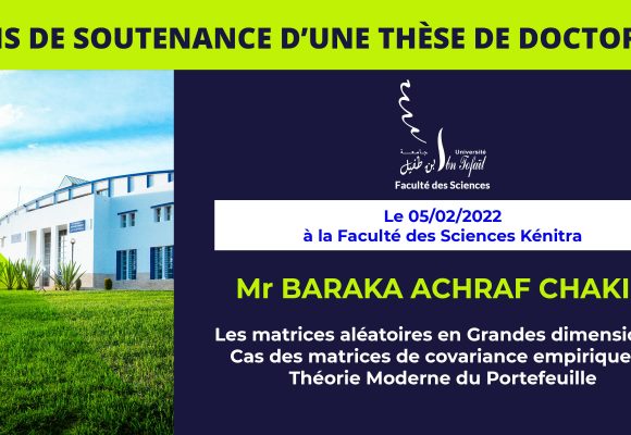 Avis de soutenance d’une thèse de doctorat (Mr BARAKA ACHRAF CHAKIR)