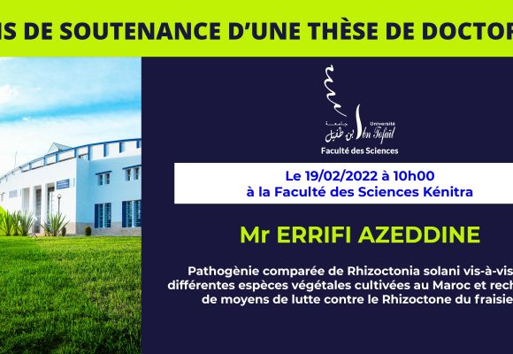 Avis de soutenance d’une thèse de doctorat (Mr ERRIFI AZEDDINE)