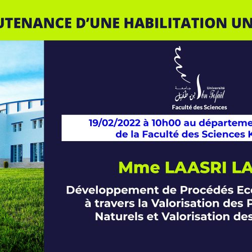 Avis de soutenance d’une habilitation universitaire (Mme LAASRI LAILA)