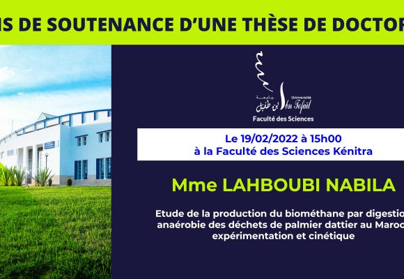 Avis de soutenance d’une thèse de doctorat (Mme LAHBOUBI NABILA)