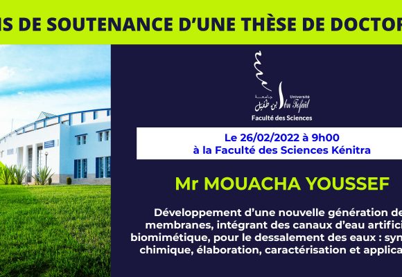 Avis de soutenance d’une thèse de doctorat (Mr MOUACHA YOUSSEF)