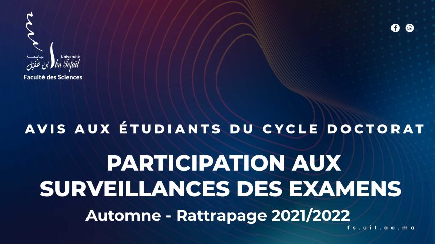 Participation aux surveillances des examens : Session Rattrapage d’Automne 2021/2022