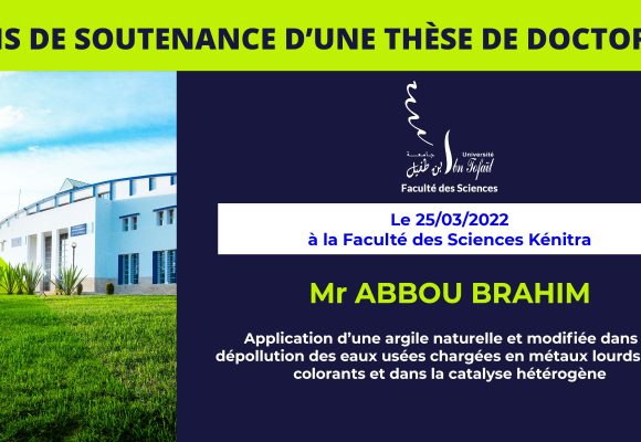 Avis de soutenance d’une thèse de doctorat (Mr ABBOU BRAHIM)