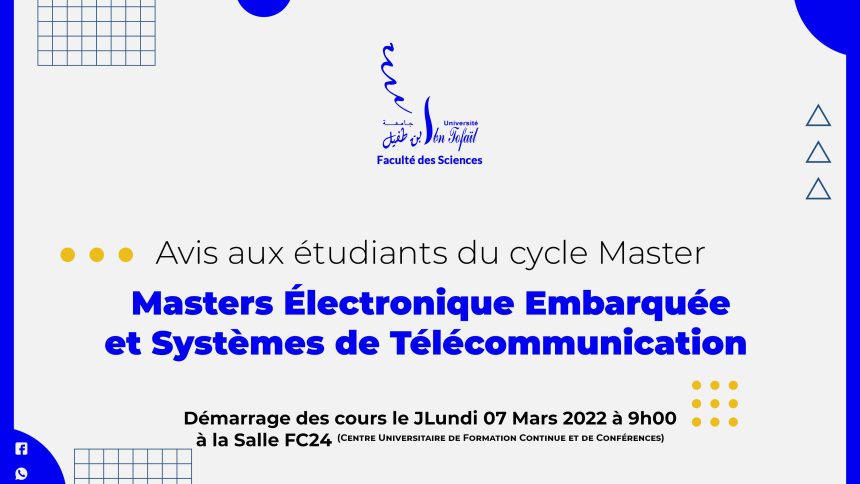 Démarrage des cours du Masters Électronique Embarquée et Systèmes de Télécommunication